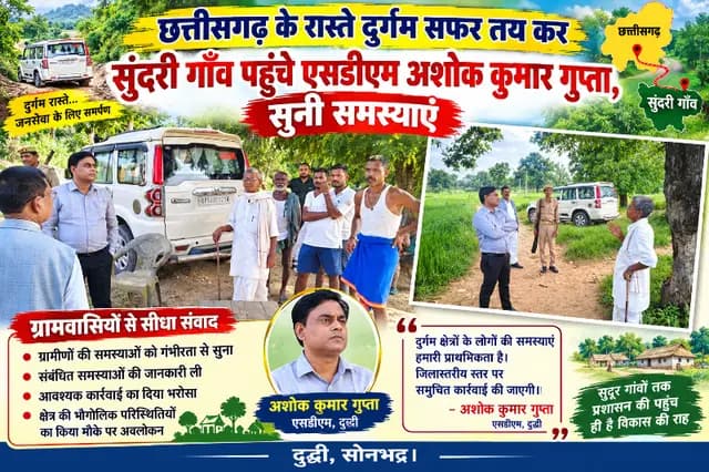 Sonbhadra News :छत्तीसगढ़ के रास्ते दुर्गम सफर तय कर कनहर विस्थापित गाँव पहुंचे एसडीएम अशोक कुमार गुप्ता,सुनी समस्याएं 
