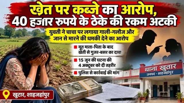Shahjahanpur news : खेत पर कब्जे का आरोप, 40 हजार रुपये के ठेके की रकम अटकी
