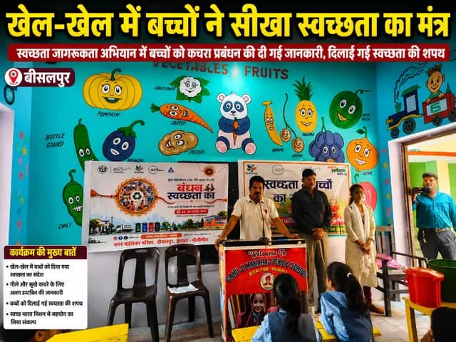 Pilibhit news : खेल-खेल में बच्चों ने सीखा स्वच्छता का मंत्र, कूड़ा प्रबंधन की दी गई सीख